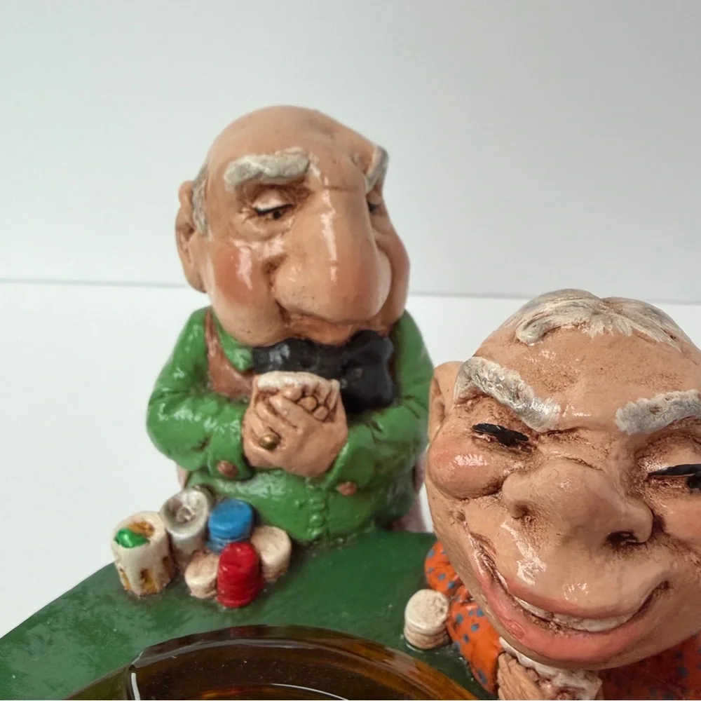 VTG‎ 1973 Chalkware by Prelude Creations Ashtray Poker Table Humor Caricature